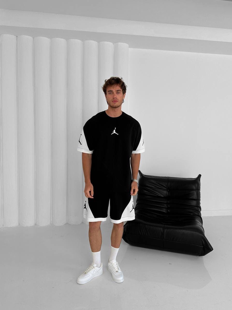 Black & White Jordan-Inspired Two Piece Set – Men’s Casual Sportswear Outfit Withinblack