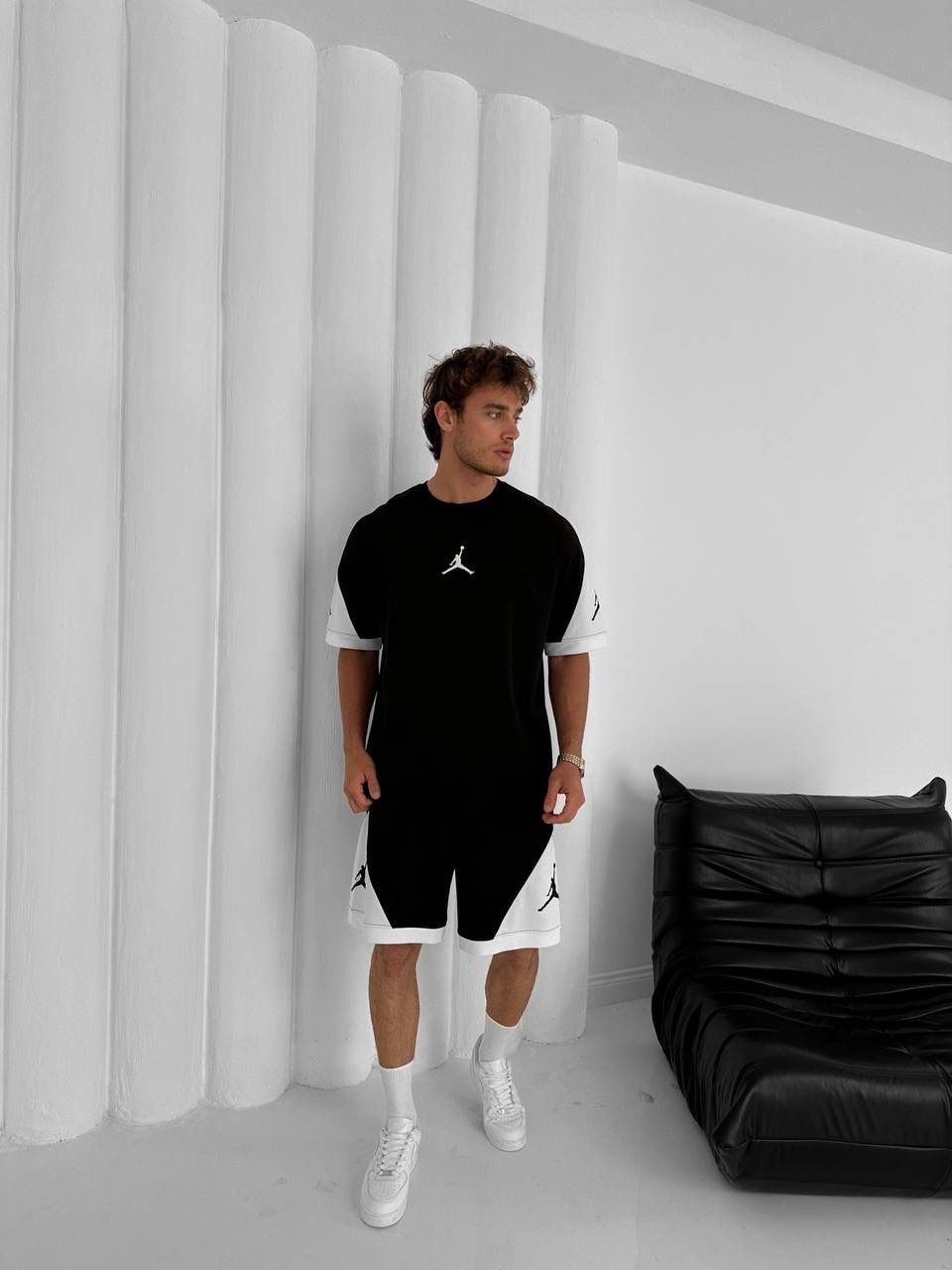 Black & White Jordan-Inspired Two Piece Set – Men’s Casual Sportswear Outfit Withinblack