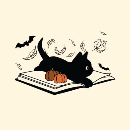 Black Cat and Book Ivy + Cloth