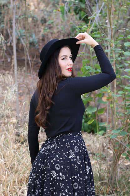 Black Mock Neck Top - 1X only Retrolicious