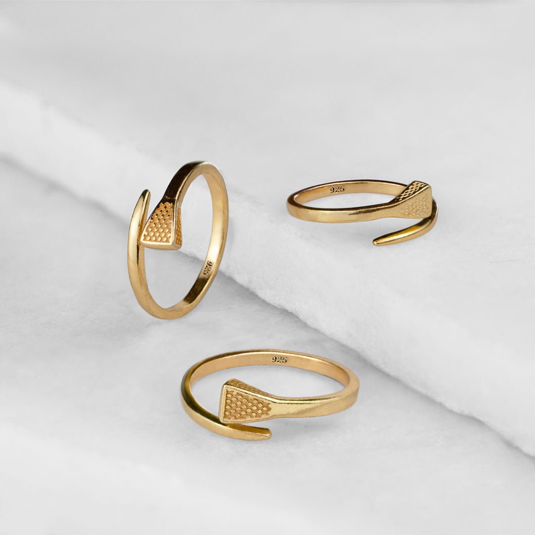 Blacksmith - Horseshoe Nail Wrap Around Equestrian Ring in Gold Urban-Equestrian