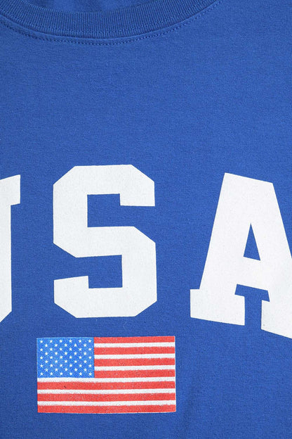 Blue loose long t-shirt with USA logo Q2store