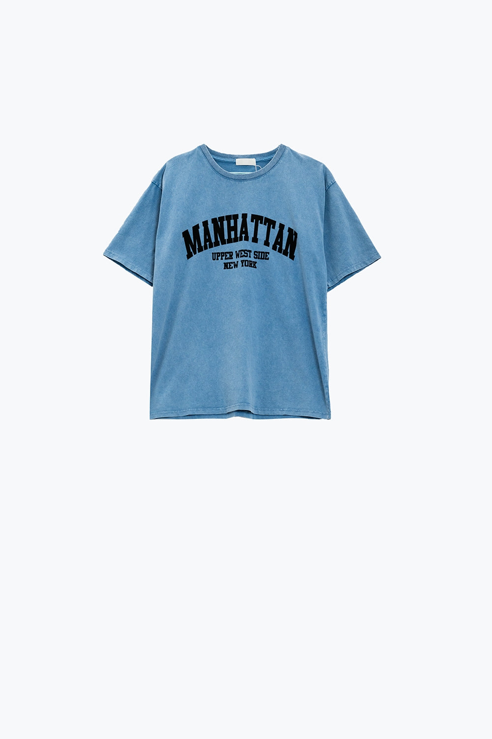 Blue relaxed T-shirt with manhattan text Q2store