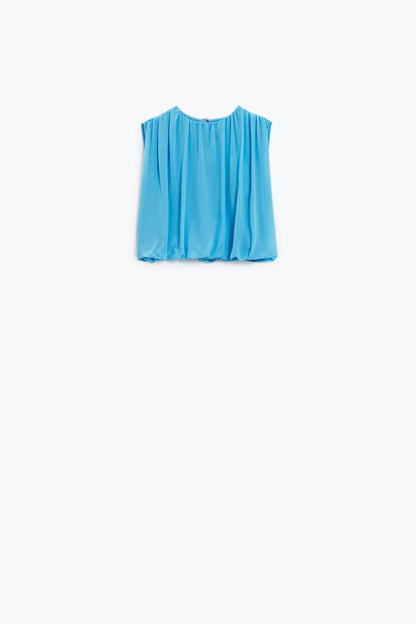 Blue Top With Ruche Design Q2store