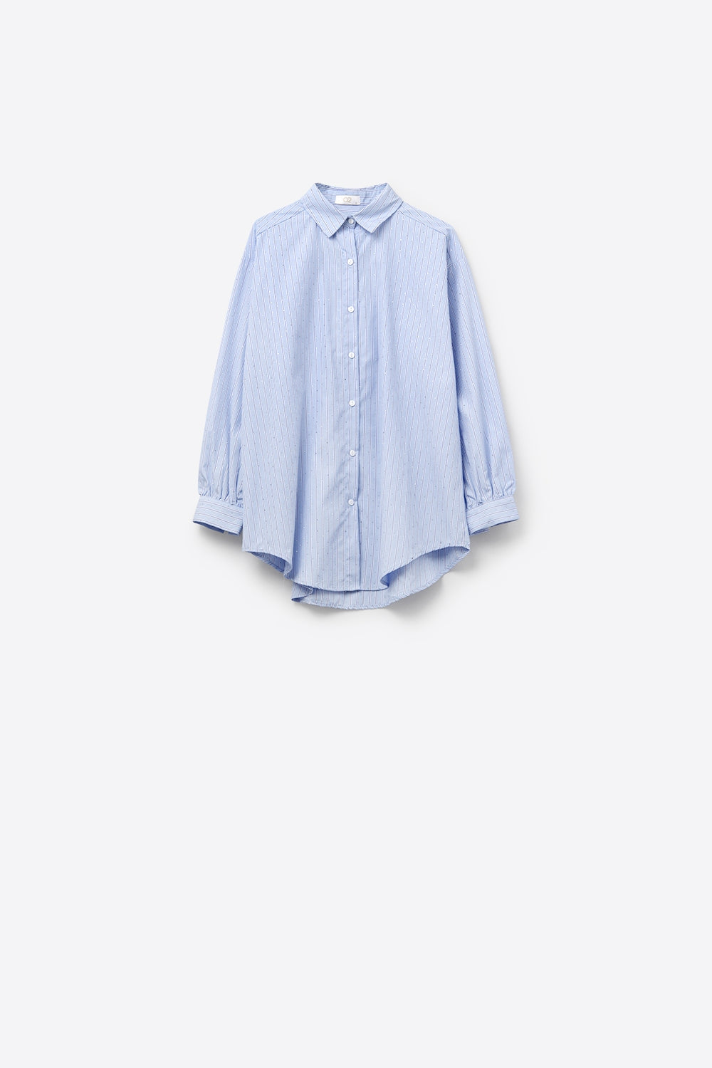 blue striped poplin shirt embellished with strass Q2store