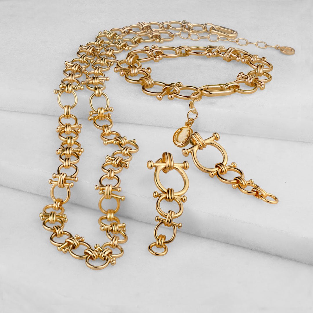 Bocara - Horse Bit Chain Link Equestrian Necklace in Gold Urban-Equestrian