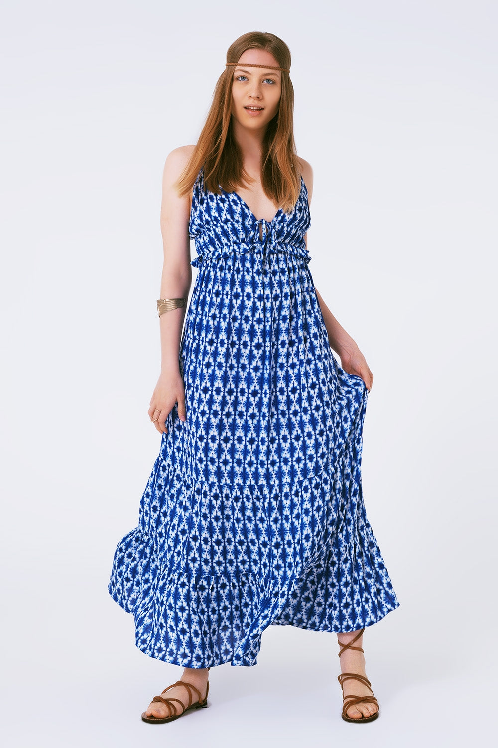 Boho Printed Strappy Maxi Dress Q2store