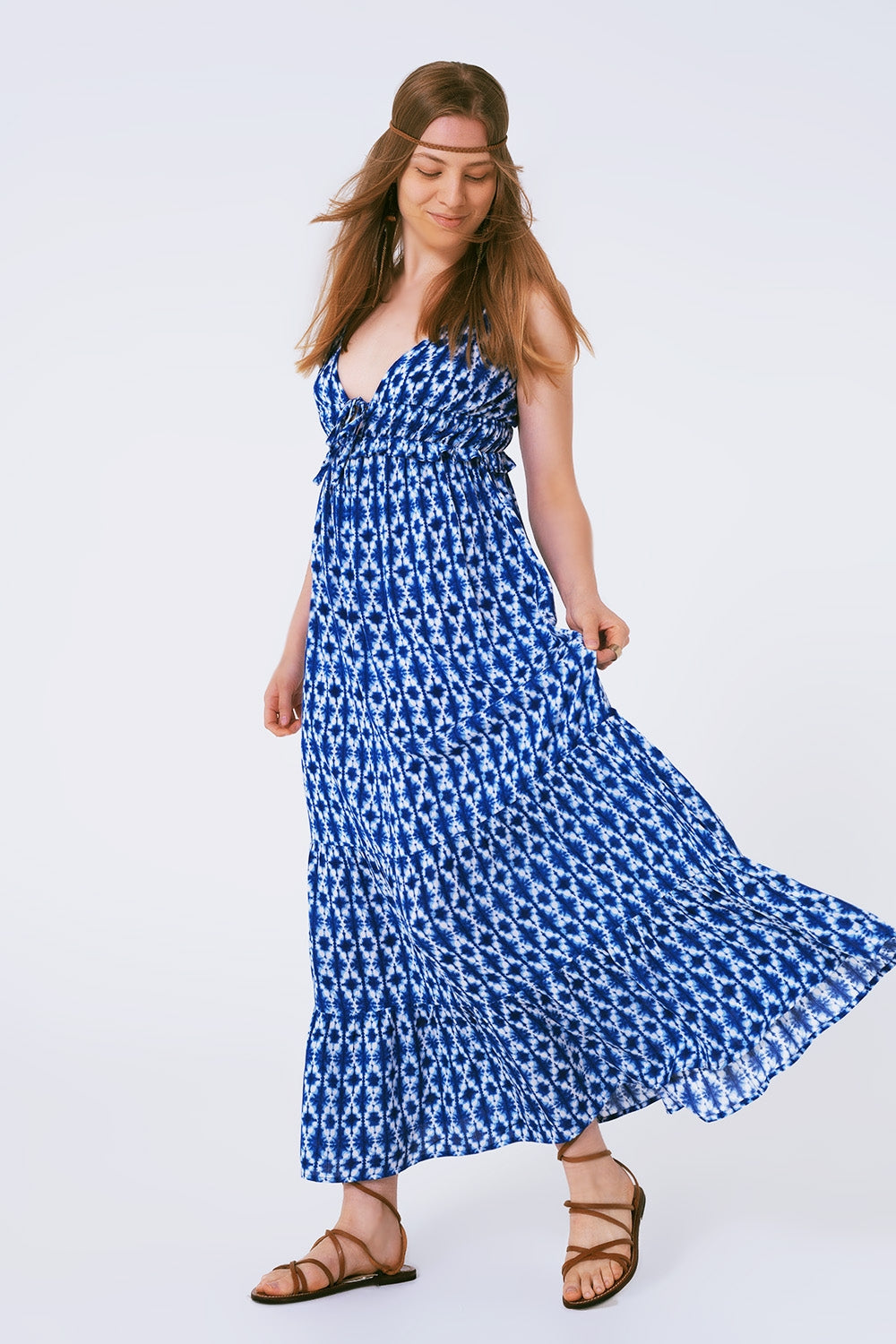 Boho Printed Strappy Maxi Dress Q2store