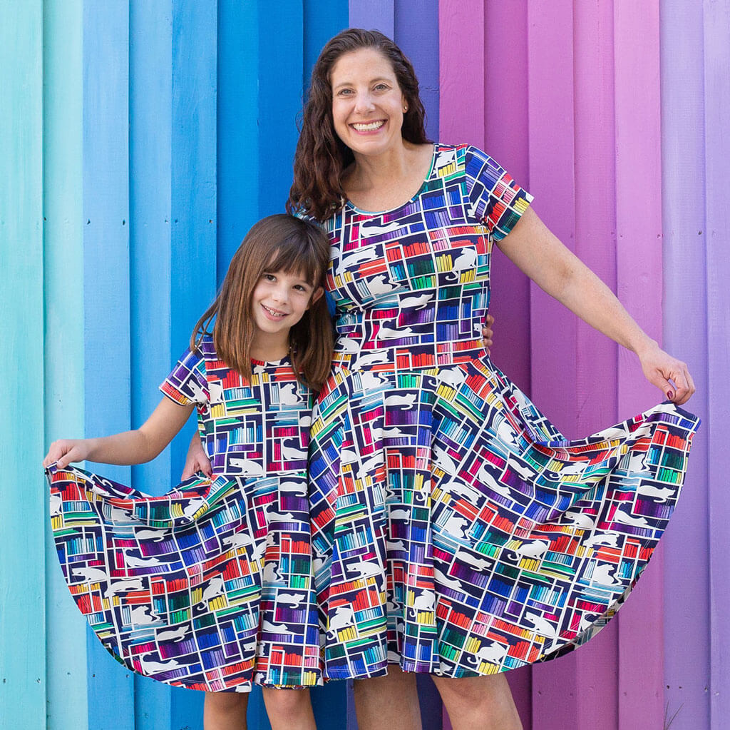 "Check Meowt" Rainbow Books & Cats Super Twirler Dress with Pockets Princess Awesome & Boy Wonder