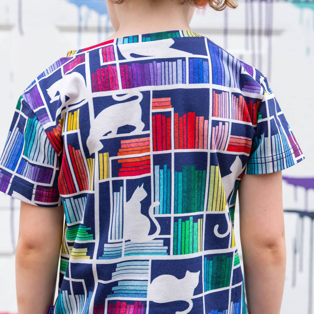 "Check Meowt" Rainbow Books & Cats Henley Short Sleeve Tee Princess Awesome & Boy Wonder