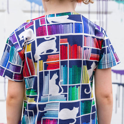 "Check Meowt" Rainbow Books & Cats Henley Short Sleeve Tee Princess Awesome & Boy Wonder