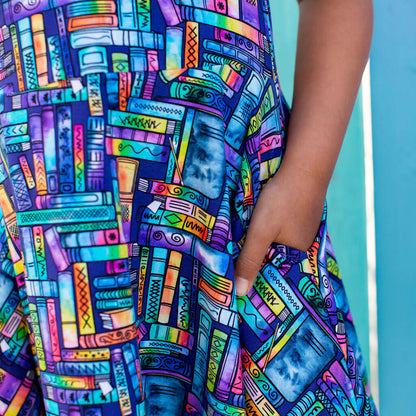 "Lost in the Stacks" Books Sleeveless Play Dress with Pockets Princess Awesome & Boy Wonder