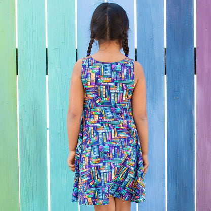 "Lost in the Stacks" Books Sleeveless Play Dress with Pockets Princess Awesome & Boy Wonder