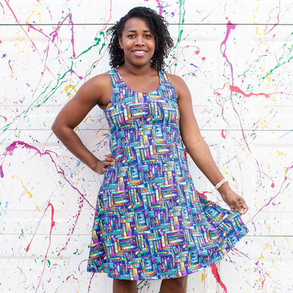 "Lost in the Stacks" Adult Books Sleeveless Dress with Pockets Princess Awesome & Boy Wonder