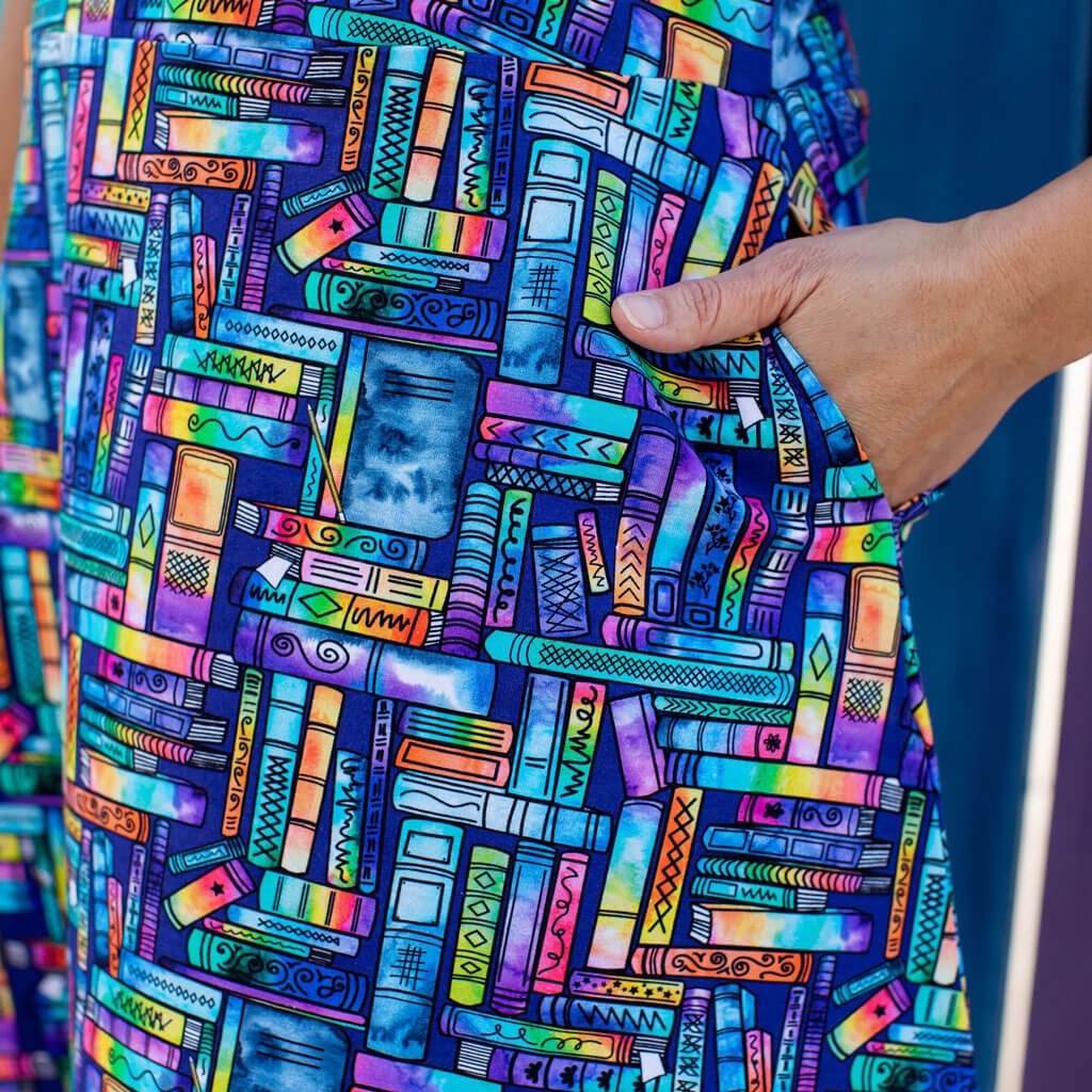 "Lost in the Stacks" Adult Books Sleeveless Dress with Pockets Princess Awesome & Boy Wonder