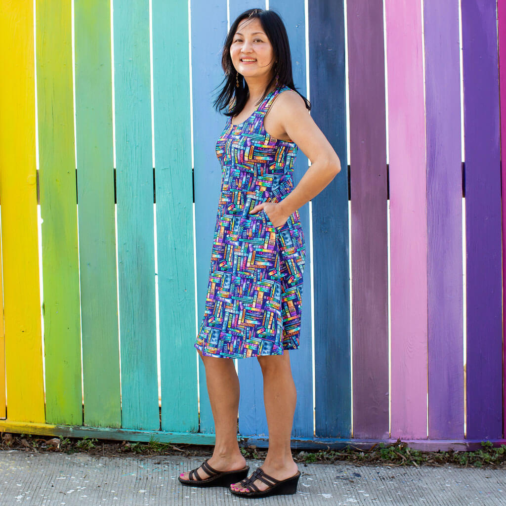 "Lost in the Stacks" Adult Books Sleeveless Dress with Pockets Princess Awesome & Boy Wonder