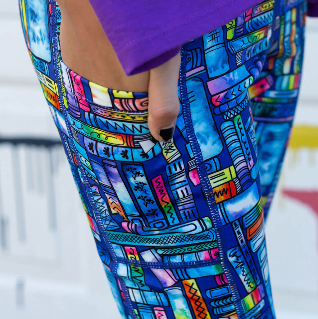 "Lost in the Stacks" Books Leggings with Pockets Princess Awesome & Boy Wonder