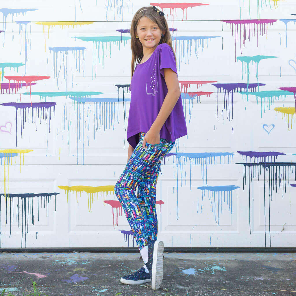"Lost in the Stacks" Books Leggings with Pockets Princess Awesome & Boy Wonder