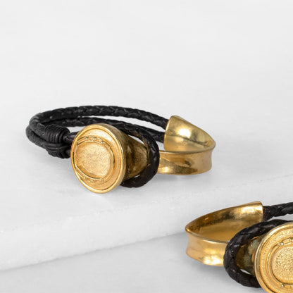Bosal - Leather laced Horseshoe Bracelet in Black and Gold Urban-Equestrian