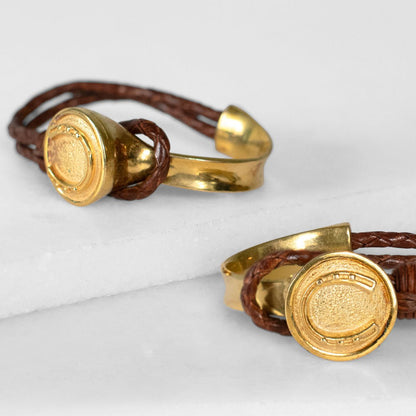 Bosal - Leather laced Horseshoe Bracelet in Brown and Gold Urban-Equestrian