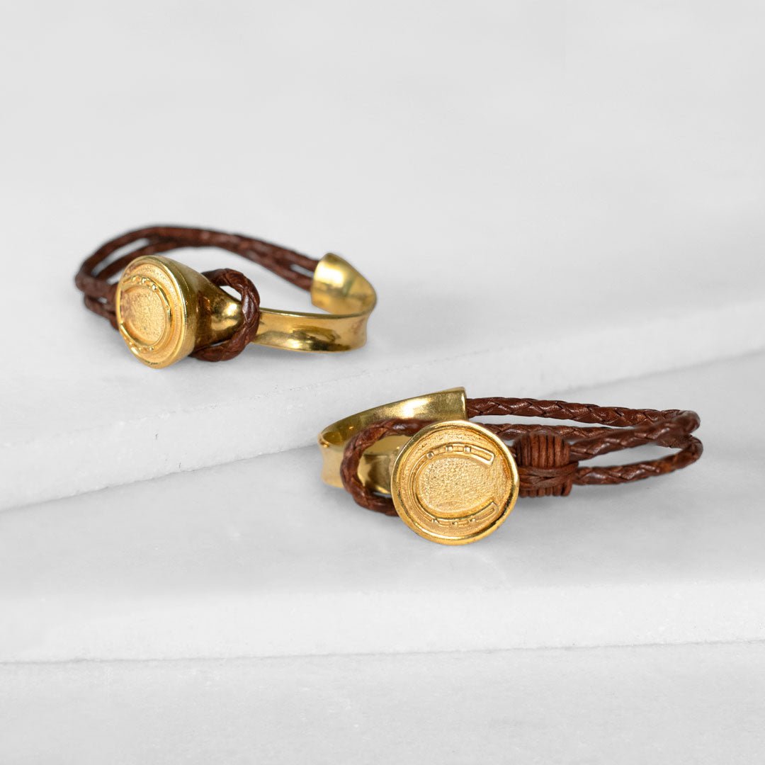 Bosal - Leather laced Horseshoe Bracelet in Brown and Gold Urban-Equestrian