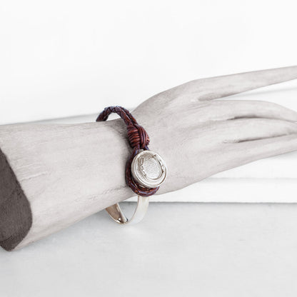 Bosal - Leather laced Horseshoe Bracelet in Brown and Silver Urban-Equestrian
