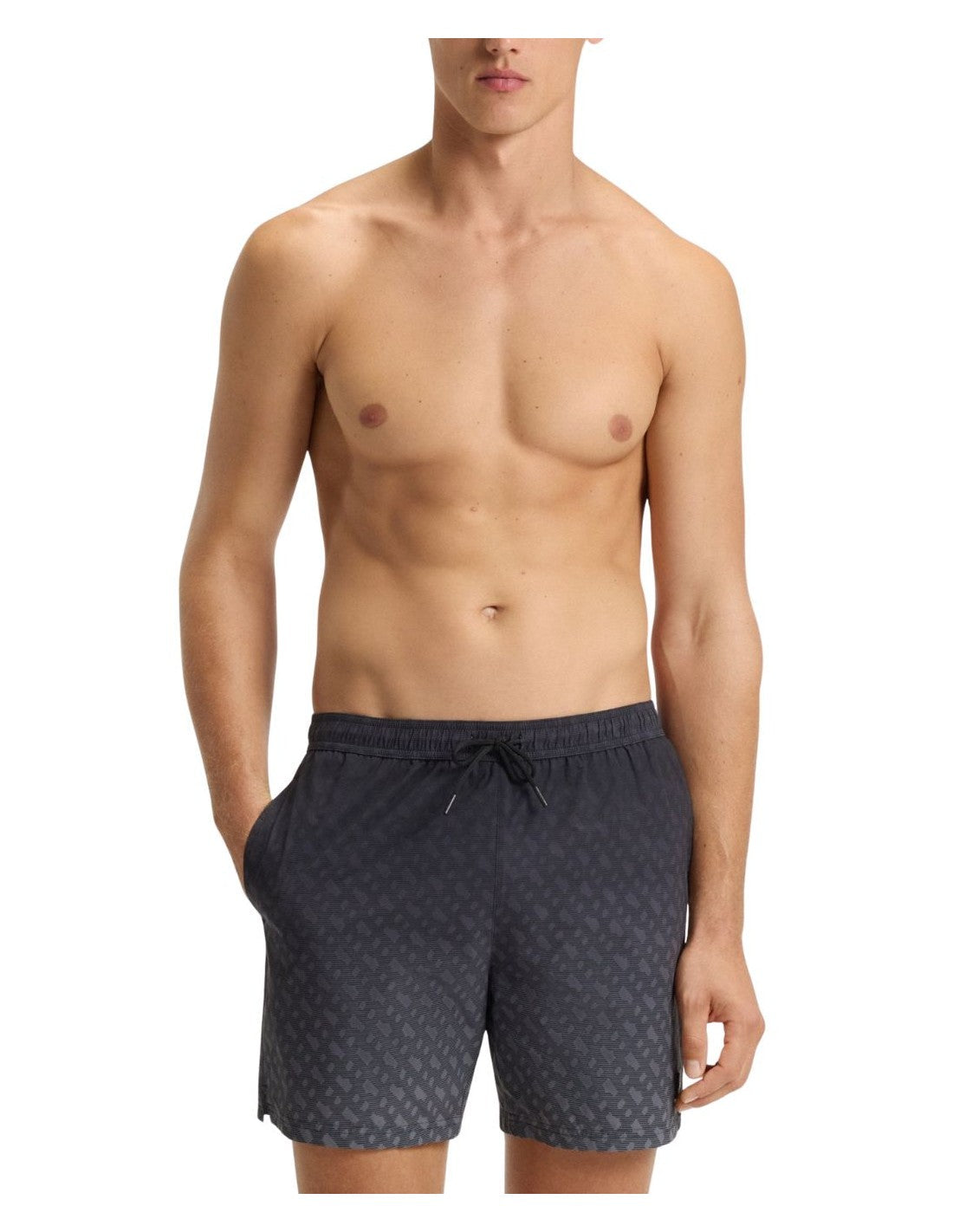 Boss Vale Monogram Print Shorts - Black Denim Exchange