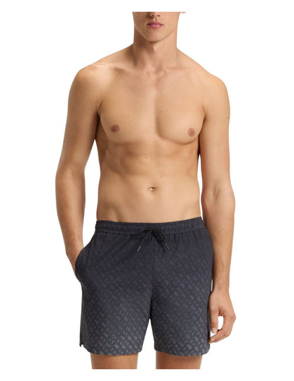 Boss Vale Monogram Print Shorts - Black Denim Exchange