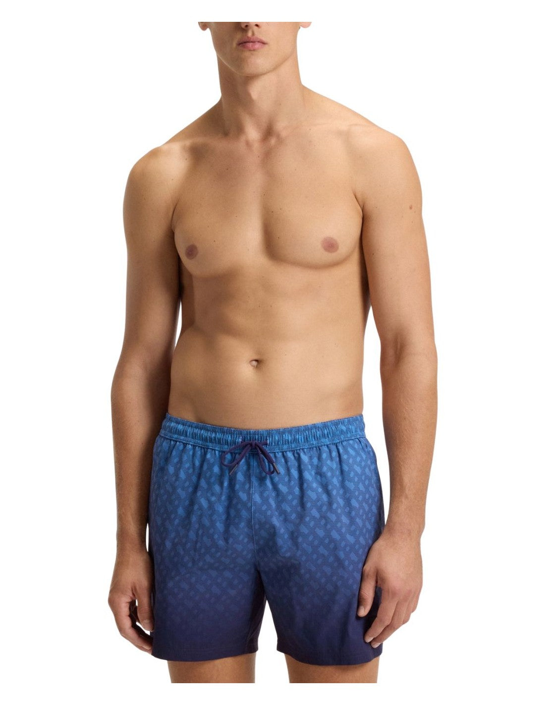 Boss Vale Monogram Print Shorts - Blue Denim Exchange