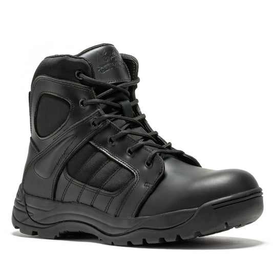 Botas Pro Black Men's 6 inch Side Zipper Rubber Sole Tactical Boots BMP111BK Rock Rooster Footwear Inc