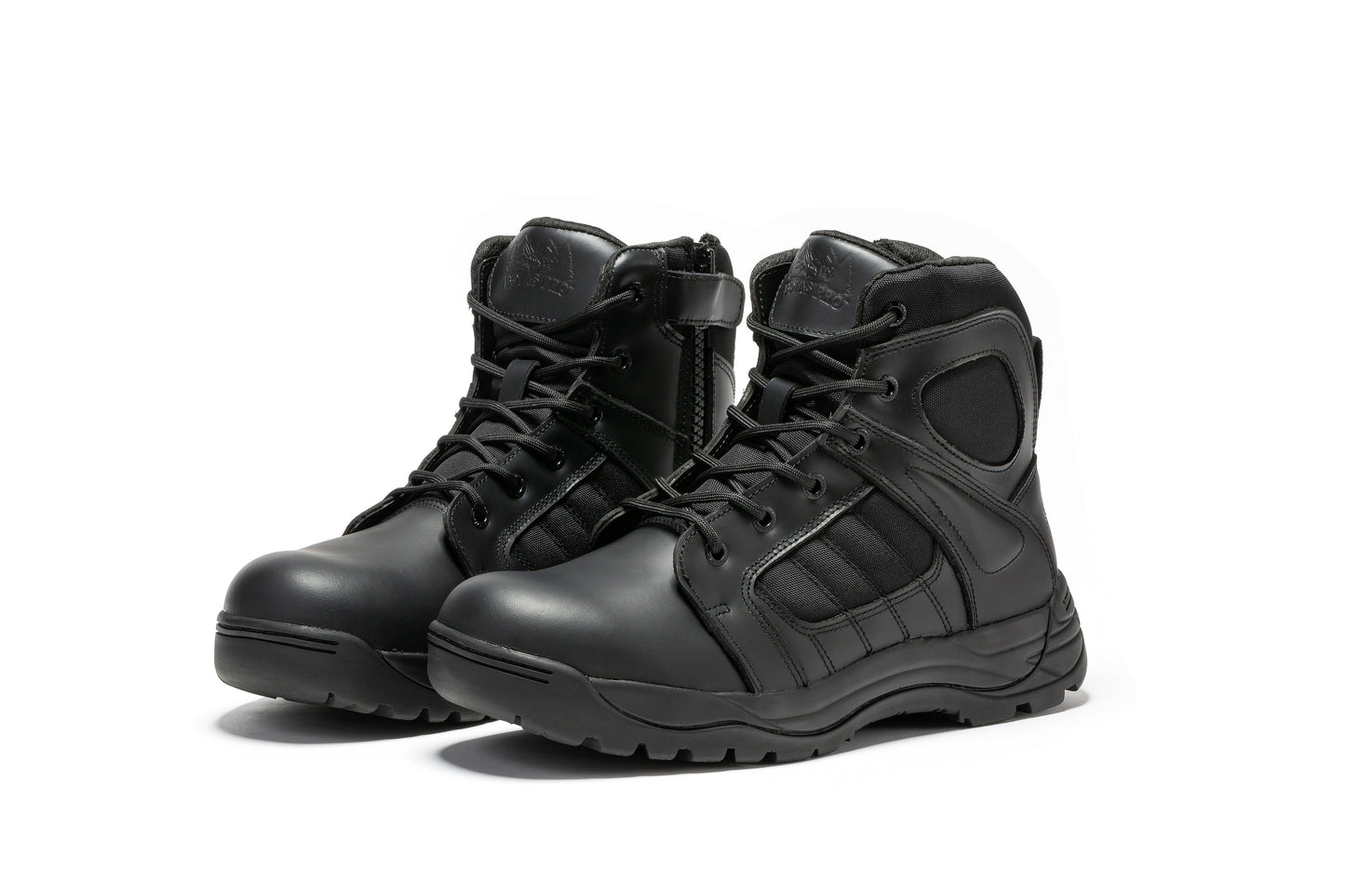 Botas Pro Black Men's 6 inch Side Zipper Rubber Sole Tactical Boots BMP111BK Rock Rooster Footwear Inc