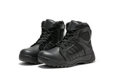 Botas Pro Black Men's 6 inch Side Zipper Rubber Sole Tactical Boots BMP111BK Rock Rooster Footwear Inc