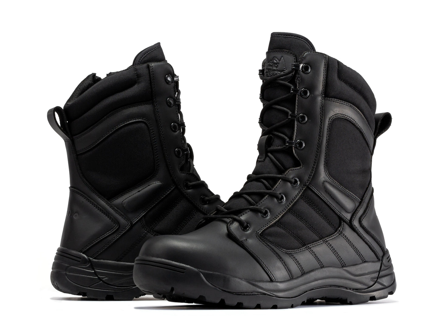Botas Pro Black Men's 8 inch Side Zipper Rubber Sole Tactical Boots BMP110BK Rock Rooster Footwear Inc