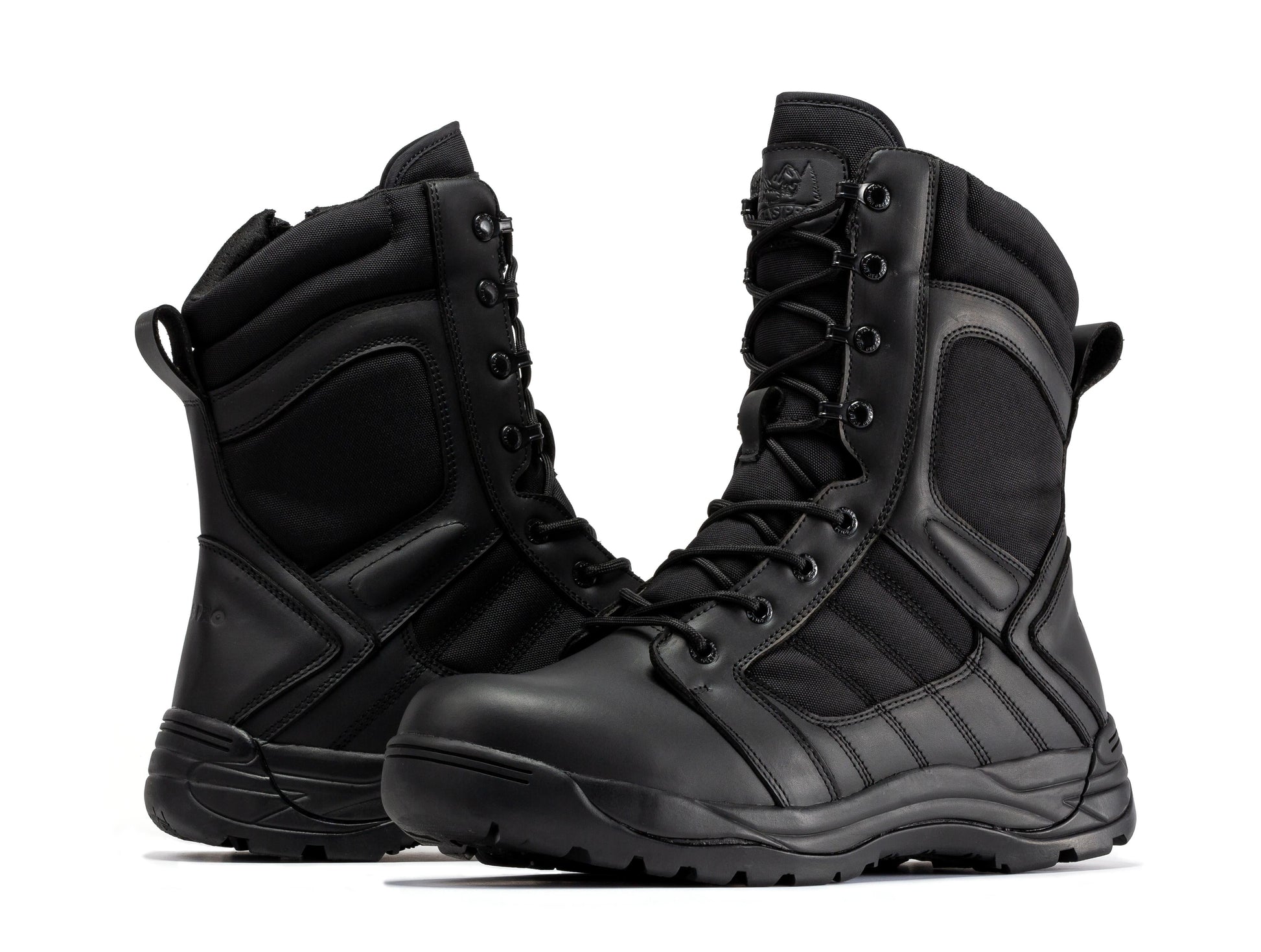 Botas Pro Black Men's 8 inch Side Zipper Rubber Sole Tactical Boots BMP110BK Rock Rooster Footwear Inc
