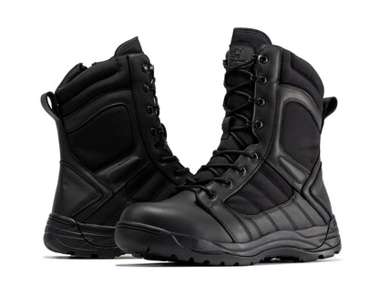 Botas Pro Black Men's 8 inch Side Zipper Rubber Sole Tactical Boots BMP110BK Rock Rooster Footwear Inc