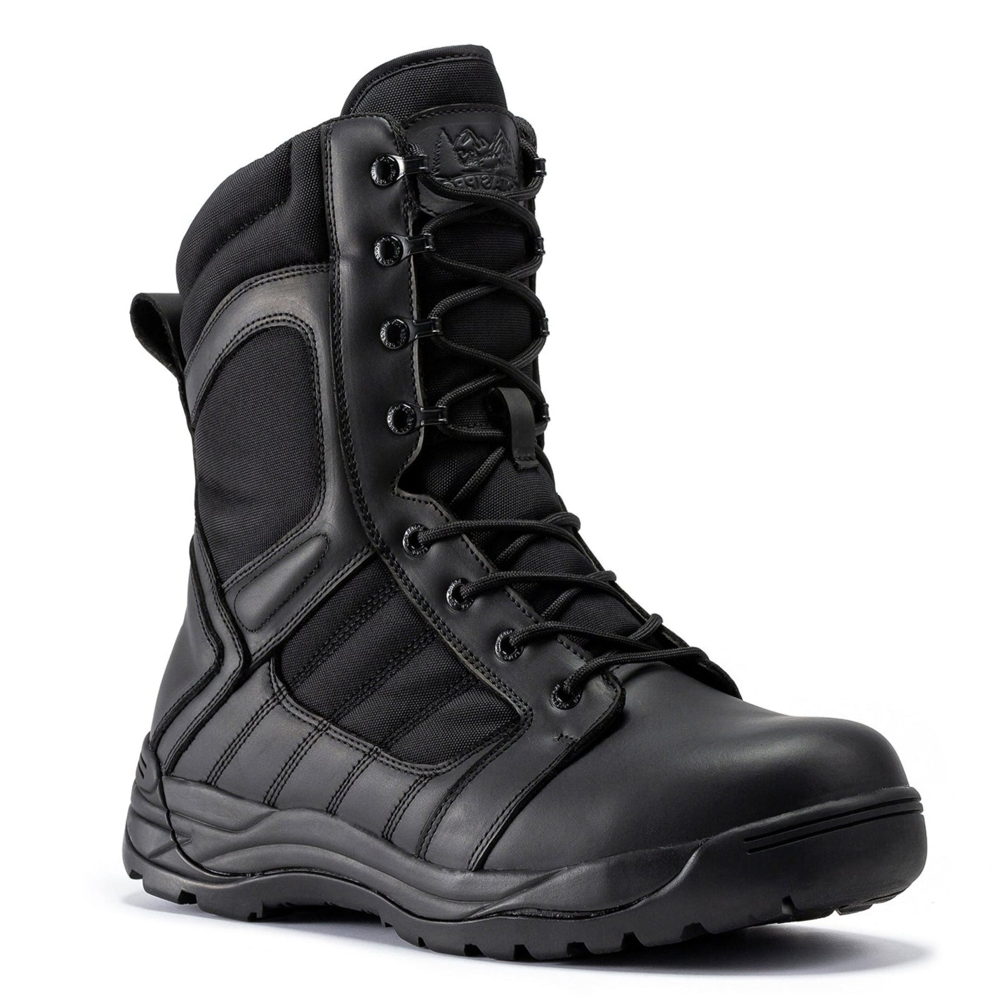 Botas Pro Black Men's 8 inch Side Zipper Rubber Sole Tactical Boots BMP110BK Rock Rooster Footwear Inc