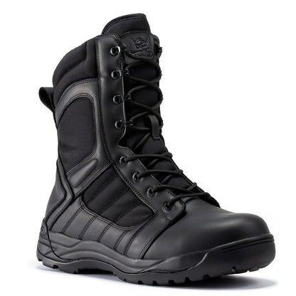 Botas Pro Black Men's 8 inch Side Zipper Rubber Sole Tactical Boots BMP110BK Rock Rooster Footwear Inc