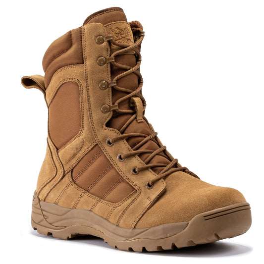 Botas Pro Coyote Men's 8 inch Side Zipper Rubber Sole Tactical Boots BMP110CT Rock Rooster Footwear Inc
