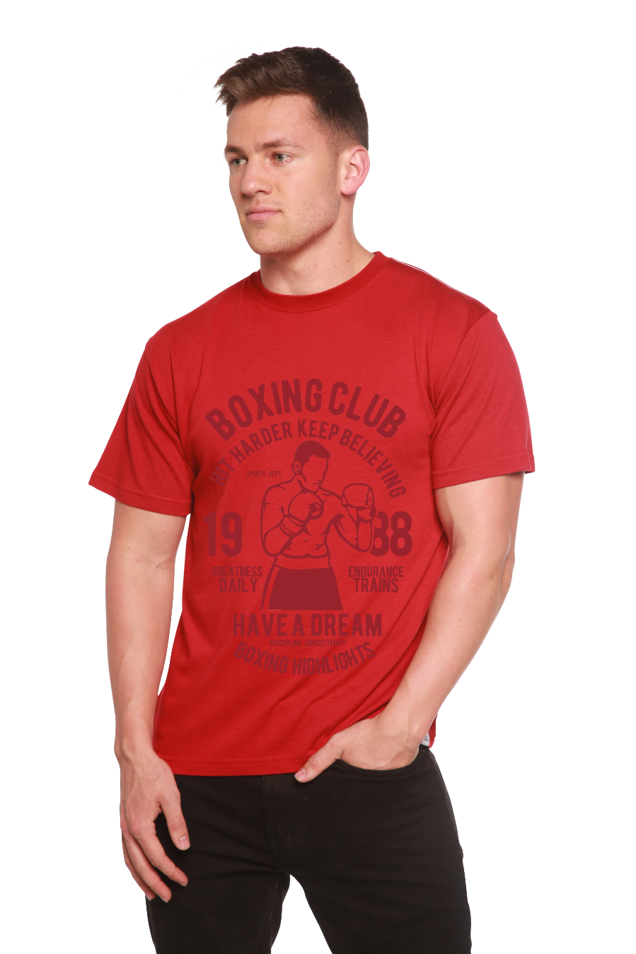 Boxing Club Men's Bamboo Viscose/Organic Cotton Short Sleeve Graphic T-Shirt Spun Bamboo