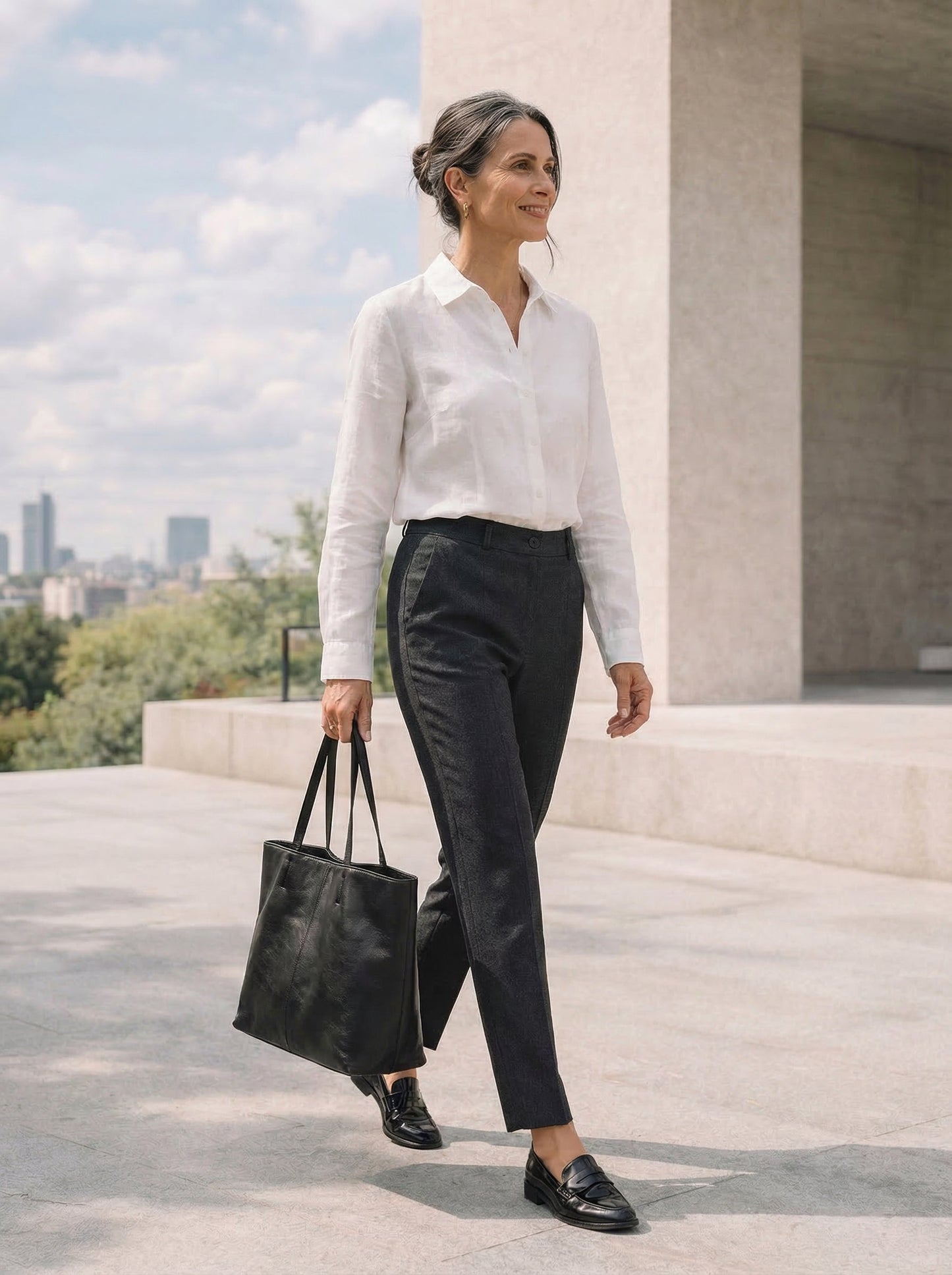 Linen Tailored Straight Cropped Pants LOGAN LINTICO
