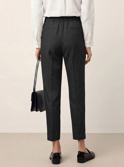 Linen Tailored Straight Cropped Pants LOGAN LINTICO