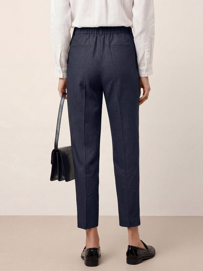 Linen Tailored Straight Cropped Pants LOGAN LINTICO