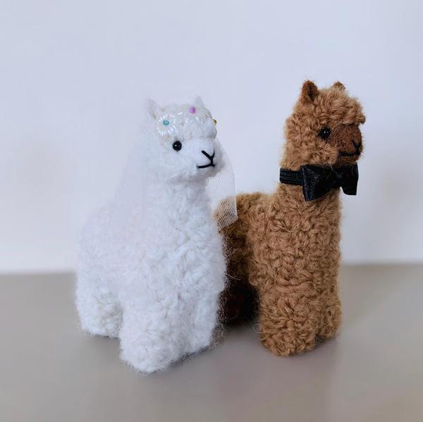 Bride and Groom Alpacadorable Hand Made Baby Alpaca Ornaments Alpaca Wedding Cake Topper Purely Alpaca