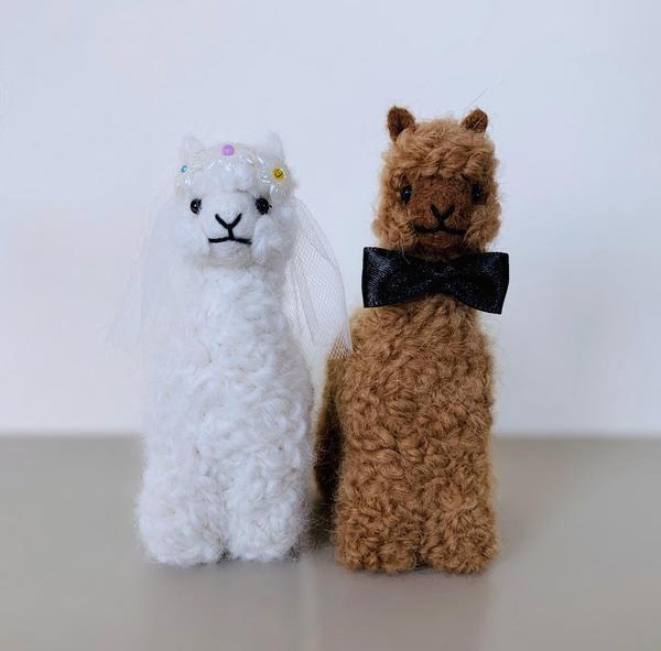 Bride and Groom Alpacadorable Hand Made Baby Alpaca Ornaments Alpaca Wedding Cake Topper Purely Alpaca