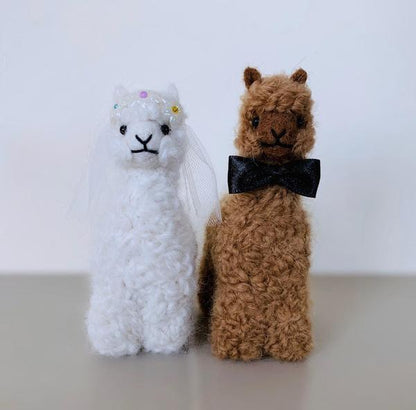 Bride and Groom Alpacadorable Hand Made Baby Alpaca Ornaments Alpaca Wedding Cake Topper Purely Alpaca