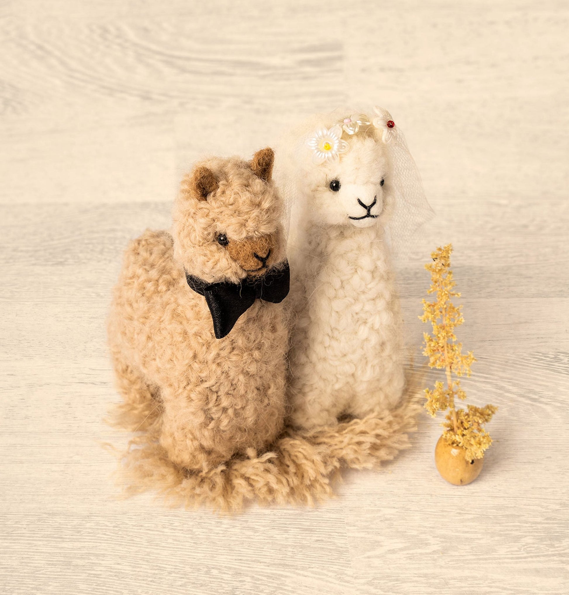 Bride and Groom Alpacadorable Hand Made Baby Alpaca Ornaments Alpaca Wedding Cake Topper Purely Alpaca