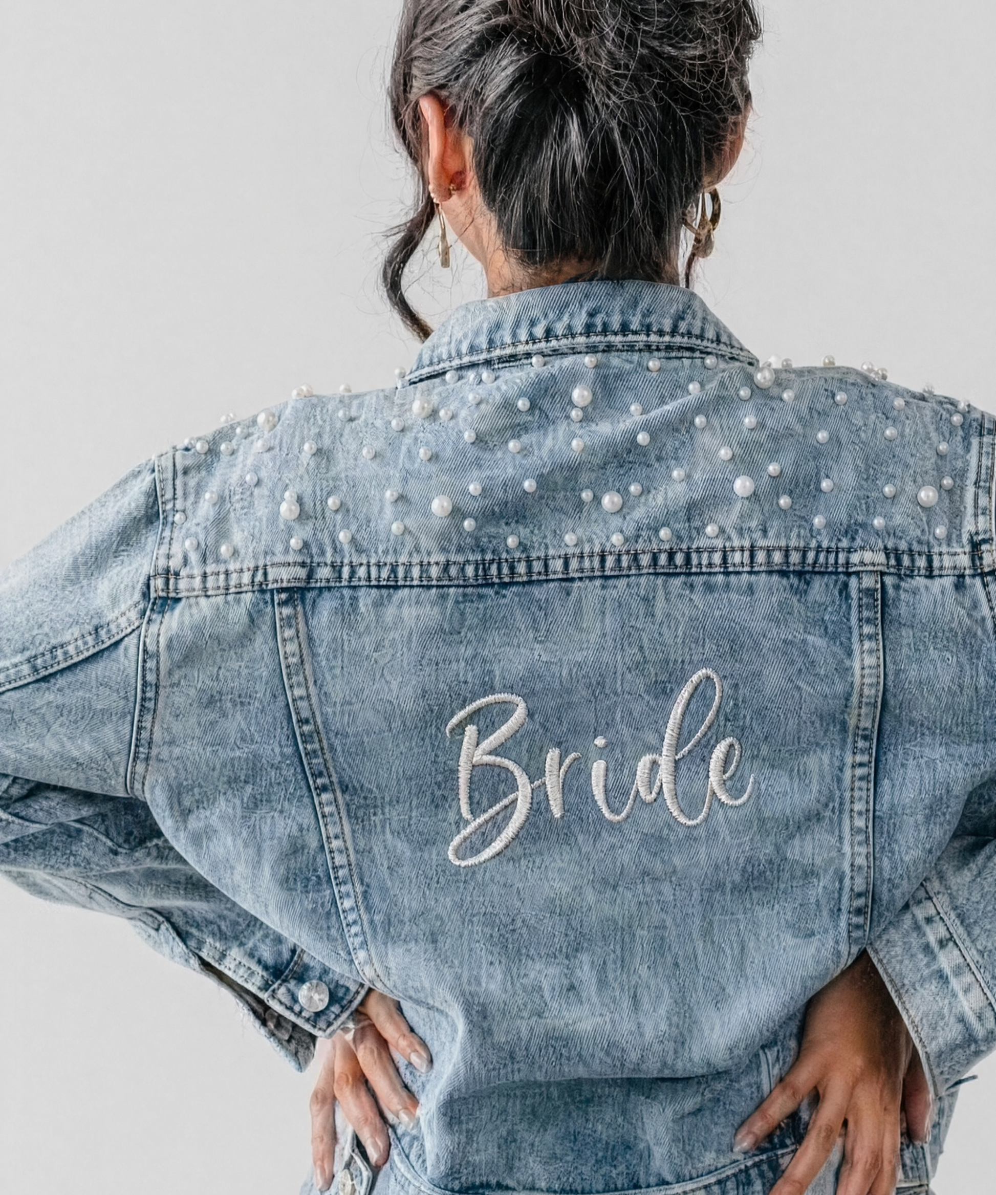 Embroidered Denim Jacket - Bride Miss To Mrs® Shop