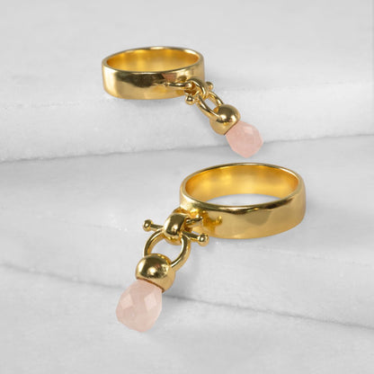 Brio - Rose Quartz Horse Bit Equestrian Ring in Gold Urban-Equestrian