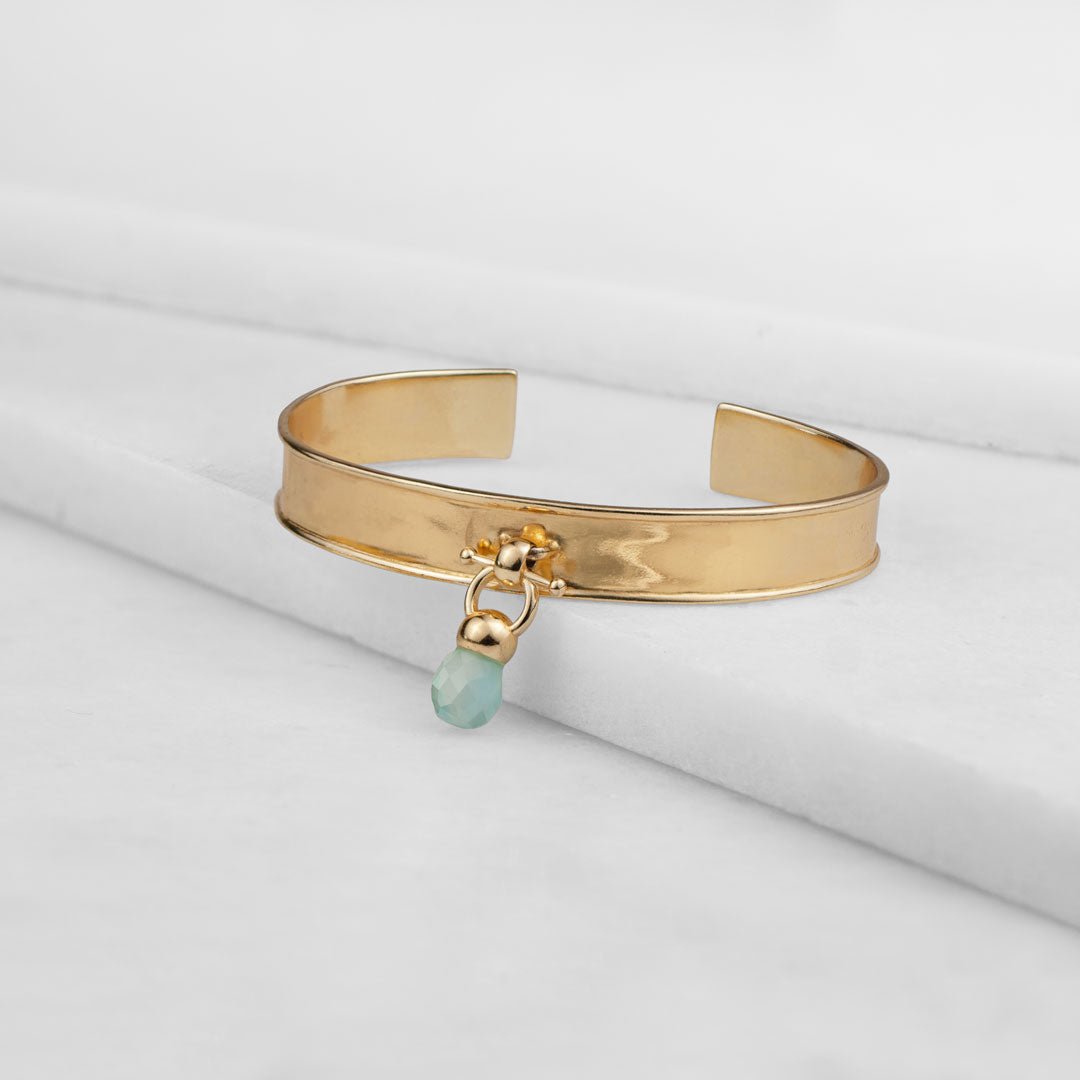 Brioette - Aqua Chalcedony Horse Bit Equestrian Earring in Gold Urban-Equestrian