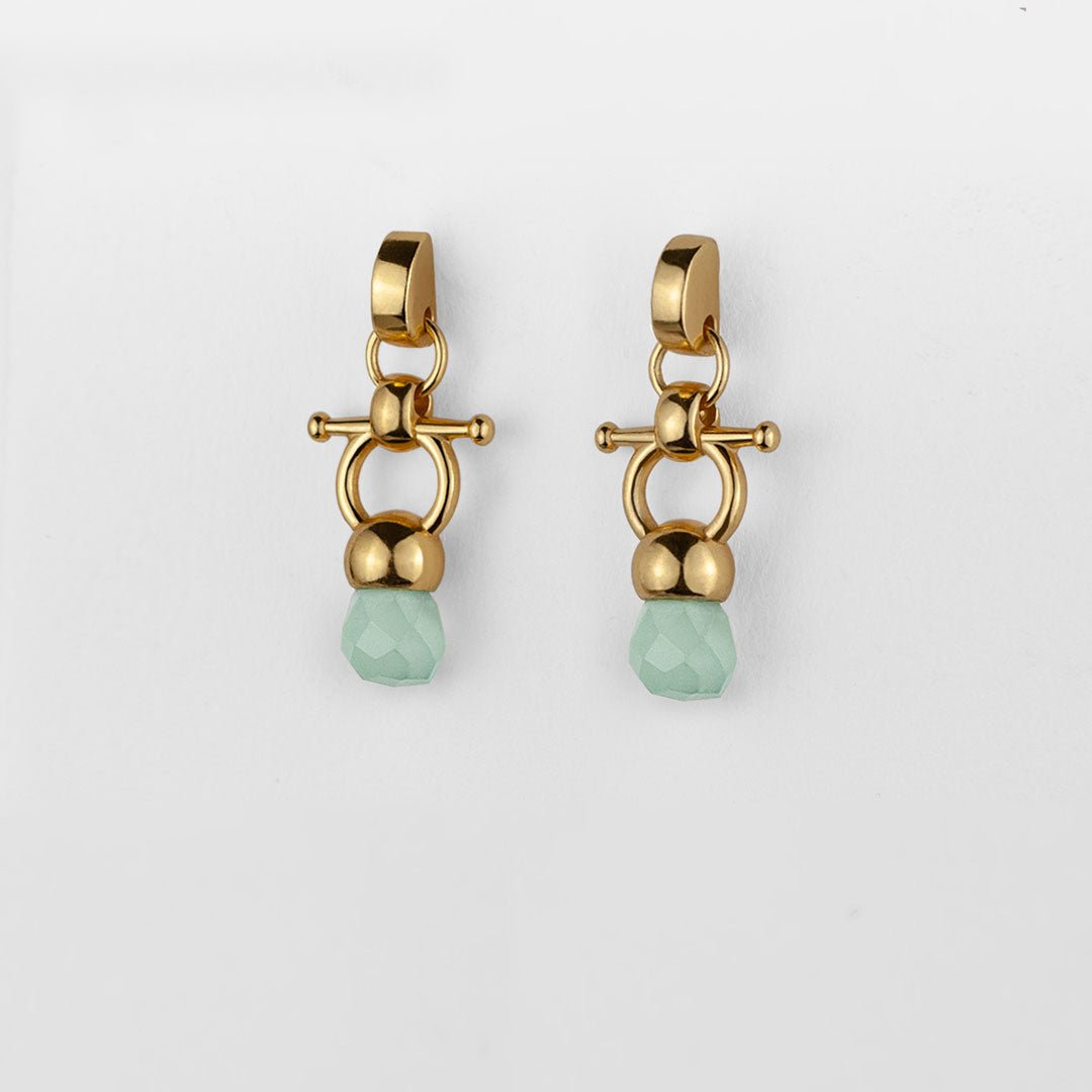 Brioette - Aqua Chalcedony Horse Bit Equestrian Earring in Gold Urban-Equestrian